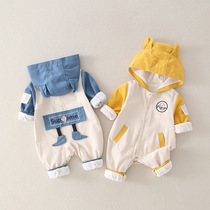 South Koreas 100-day baby clothes spring dress suit male baby one-piece clothes spring kha-seater to go out and hold clothes
