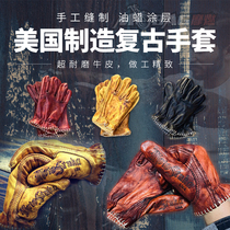 Spot Motorcycle retro gloves Harley oil cow leather yellow Indian VESPA Triumph All Find Seasons