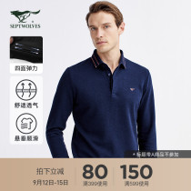 Seven wolves long sleeve polo shirt mens 2021 Autumn New Youth Mens lapel business cotton wild T-shirt