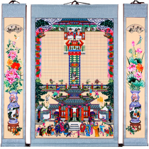Chinese New Year dedicated to the ancestors of the family tree hanging paintings cloth scroll type family Hall axis genealogy map lineage antique paintings