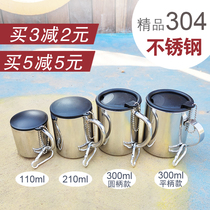 304 stainless steel water cup double-layer anti-scalding with handle and lid Coffee cup Teacup portable childrens drinking cup anti-drop