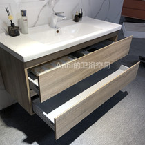  New product four-sided water retaining ceramic integrated basin Nordic simple bathroom cabinet combination sink bathroom cabinet 60-120CM