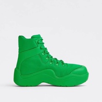 2021 autumn and winter new candy color by bv lace-up rain boots thick-soled outer wear rubber boots high-top sports shoes women