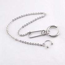 European and American free piercing niche stainless steel earlink lip chain earrings lip piercing jewelry male and female couple