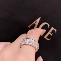 Time to run ring female 925 sterling silver ins tide wide version full diamond personality couple light luxury food ring male can rotate