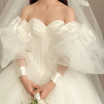 Wedding dress sleeve arm sleeve exaggerated shape wave dot flower Korean wedding dress puffy sleeve no seam