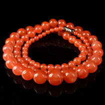 64 45g watery cherry red agate round bead tower chain necklace