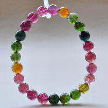One hand 7 6 mm 17 7 grams natural Brazilian rainbow tourmaline bracelet female crystal candy single ring bracelet 16852