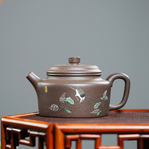 The strength of the teacher Shen hand-made Bell pot Huanglongshan original green stucco Yixing purple clay pot teapot tea set