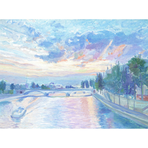 (New products ex-gratia) Northwestern University graduate student Guo Junpool (Sunset River in Seine) limited edition painting