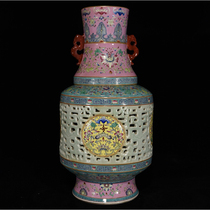 LY0842 Qing Qianlong style hollow enamel color twisted branch and flower pattern turn heart bottle