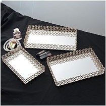 Gold Perfume Mirror Vanity Tray Dresser Ornate Tray Home Wed