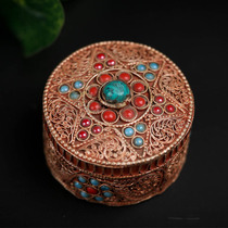 The Inlaid Treasure Pinch Box Hide Silver Handmade Pinch Silk Thread.