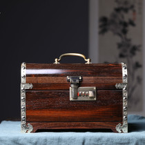  Big red acid branch dressing box password Chinese retro jewelry box tenon and mortise structure white copper edging