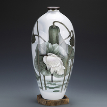 孤品保值收藏 著名中国陶瓷艺术大师朱占平手绘花瓶摆件高端现代