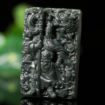 Hetian jade pendant 60 46g Guan Gong Buddha brand pendant Qingyu fine material pendant pendant