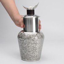 Seven - tempered wine pot Large pure tin craft art master Li Zussen works of old pure tin in Yunnan