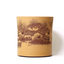 Purple clay powder pulp boutique pen holder Yanyu Jiangnan assistant arts and crafts artist hand-carved authentic purple sand