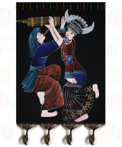  Miao and Dai special gifts handmade heavy-color paintings Guizhou Yunnan specialty * Lusheng Dance*54*70cm