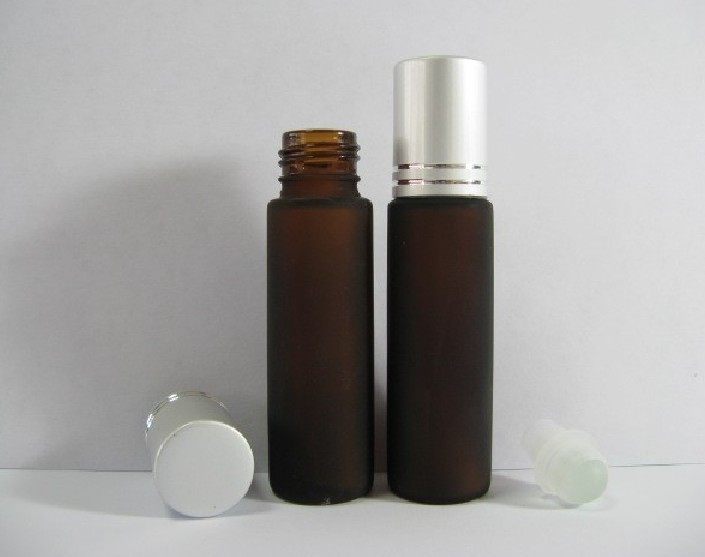10ml brown matte ball bottle go-beaded bottle sub-bottle with ambigina aluminum cap perfume divided into glass bottles
