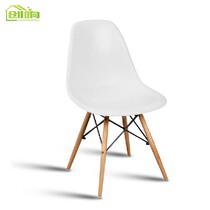 Eames Plastic Chair Solid Wood Simple Dining Chair European Pastoral Leisure Creative Office Chair Coffee Milk Tea Dining Chair