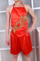 Sexy belly mens adult suit The year of life red pocket performance suit Large size ethnic style classical costume pajamas