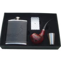 Snow Wolf Lake stainless steel portable Hulk metal lighter solid wood pipe skin wine bottle gift set