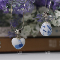 Blue and white culture ceramic pendant national characteristic cultural pendant high-grade Jewelry pendant boutique pendant boutique M Five