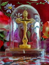  Catholic Christian relics Pray for peace Electro-casting 24K999 gold Jesus Cross car ornaments