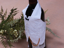 White cotton hand embroidered wine bottle cover