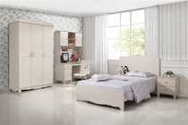 Korean master room suite White European bedroom furniture pure white room set home bed wardrobe bedside table