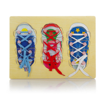 Intelligence development intelligence wooden childrens early education toys childrens teaching aids hands-on tie shoelaces