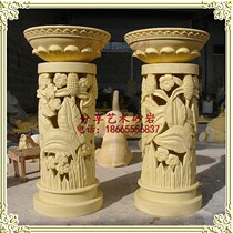 Sandstone European sculpture sandstone relief round carving garden courtyard clubhouse interior pieces through flower art flower pot