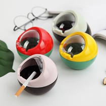 Nordic ins household plastic ashtray with lid windproof Japanese living room bedroom fashion spherical sealed ashtray