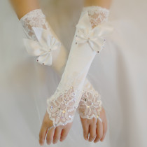 Wedding gloves Bridal gloves fingerless new long gloves Lace yarn bow gloves Spring and summer wedding gloves for women