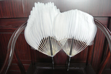 省非遗白天鹅鹅毛扇乌木柄孕产妇诸葛孔明高档夏季纳凉手工羽毛扇