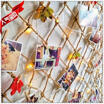 Decorative net hemp rope net photo wall grid wall clamp rope hemp rope clip hanging photo creative wall combination hanging