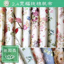 Pastoral floral wide thick cotton canvas Four Seasons cloth curtain sofa tablecloth cotton linen fabric custom