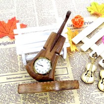 Pakistan wood carving Nepal solid wood handicrafts Violin sitting clock ornaments