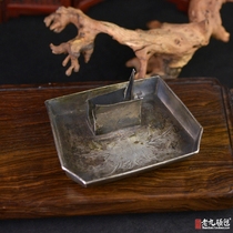 Pure silver ashtray of the Republic of China high - working peony silver plate 102g old Shanghai nine silver building Yu Shi