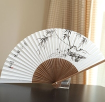 Boutique collection Japanese 6 8 inch folding fan bamboo handle fan Gift fan double-sided paper fan Female fan Male fan Xinfeng Yajing