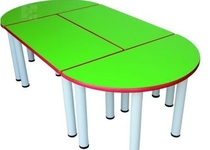 Kindergarten table Round table learning table School desk fireproof board Kindergarten solid wood table Learning complete set of tables