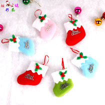 Christmas Socks 10CM Mini Christmas Sox Christmas Tree Pendant Shop Windows Hanging Accessories Children Gift Gift Solid Socks