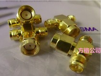 Gold Plated SMA Male head three-way head SMA Branch One inner screw inner hole to turn two outer screw inner needle