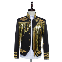 Mens Palace Costume Prince suit European sequin embroidered costume photo studio Spanish tassel stage drama costume