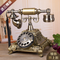 TQJ European living room antique telephone home bedroom creative retro fixed telephone fashion rotating landline