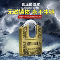 Antique copper stainless lock body anti-theft anti-pry waterproof anti-rust steel padlock outdoor garden garage door B lock