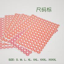 Round size label affixed red sticker paper English clothing size SML number label sticker 10 sheets