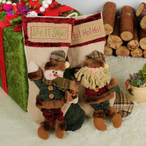 Co-dazzling Christmas Decorative Props Christmas Old Man Snowman Socks Gift Bag Small Christmas Sox Candy Gift Bag