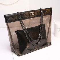 New transparent seaside holiday bag women transparent waterproof shoulder resort swimsuit storage bag waterproof bag mother bag